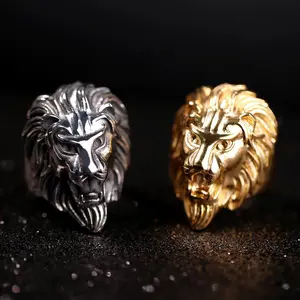 Men's Bold Ring - American Retro Lion Head Alternative Artistic Fashionable Atmospheric Costume Jewelry Ring for European & American Men, Bold Rings, Alternative Artistic Rings