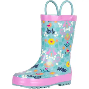 Toddler Rain Boots, Kids Rain Boots Waterproof Rubber Boots for Girls and Boys with Fun Patterns and Easy-On Handles