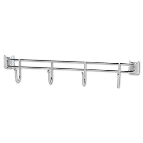 212 MAIN Wire Shelving Hook Bars - 2-Pack, 18 in. Deep Silver Hangers, Wall Mounted Storage Rack Organiser for Shelf (4 Hooks Per Bar), Hook Storage Rack