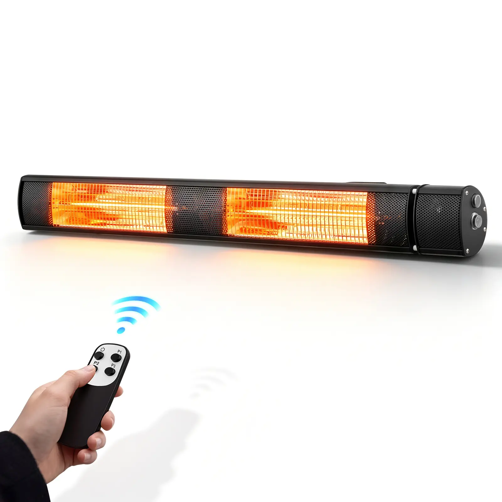VEVOR 3000W Infrared Electric Space Heater for Outdoor Use, Black, Remote Control & Mechanical Switch Control, 3 Heat Settings, Aluminum Alloy & Cold-Rolled Steel Build, for Patios, Backyards