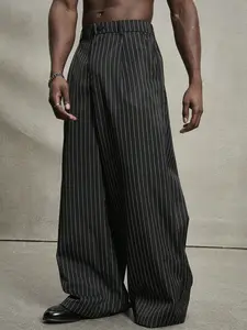 Vintage Striped Suit Pants, Unisex Loose Straight Leg, Lightweight & Comfortable Design, Casual All-Season Wear for Men Women, Casual Comfy Trouser