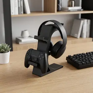 Game Controller and Headphone Stand for Ps5 Xbox, 2-In-1 Desktop Holder, Space-Saving Gaming Accessory Organizer, Durable Plastic