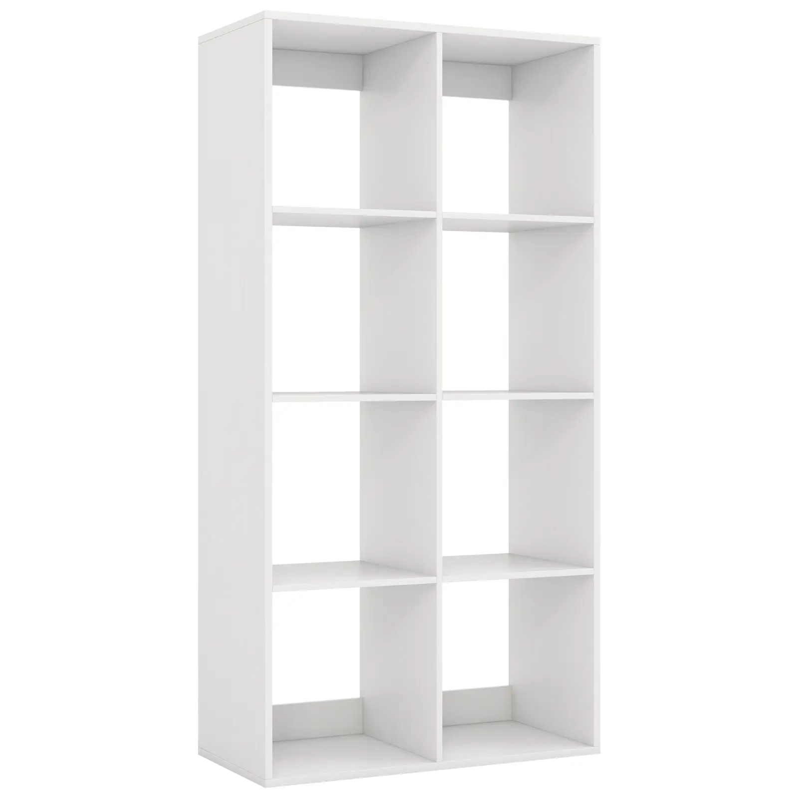 COSTWAY - 8 Cube Bookshelf with Back Guardrail for Living Room Bedroom-White