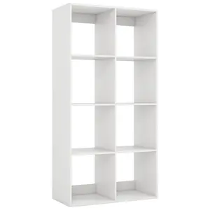 COSTWAY - 8 Cube Bookshelf with Back Guardrail for Living Room Bedroom-White