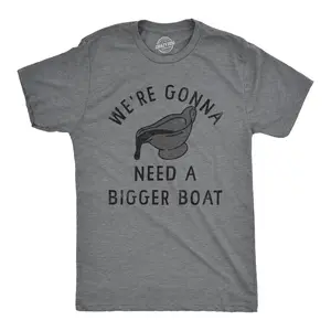 Mens Were Gonna Need A Bigger Boat T Shirt Funny Thanksgiving Dinner Gravy Joke Tee for Guys Mens Funny T Shirts Cool Vintage Fashion T-Shirt Gift Classic Menswear Thanksgiving Apparel for Men Funny Food Short Dark Grey