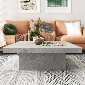 35.4 In.Square Wood Top Coffee Table, Modern Coffee Table For Living Room  (12.2" H X 35.4" W X 35.4" D)