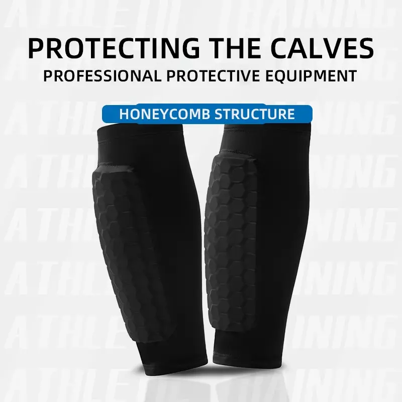 Outdoor Sports Football Equipment Football Accessories Honeycomb Shockproof Leg Guard, Breathable Elastic Compression Shin Guards, Pair Pack, Lightweight Design