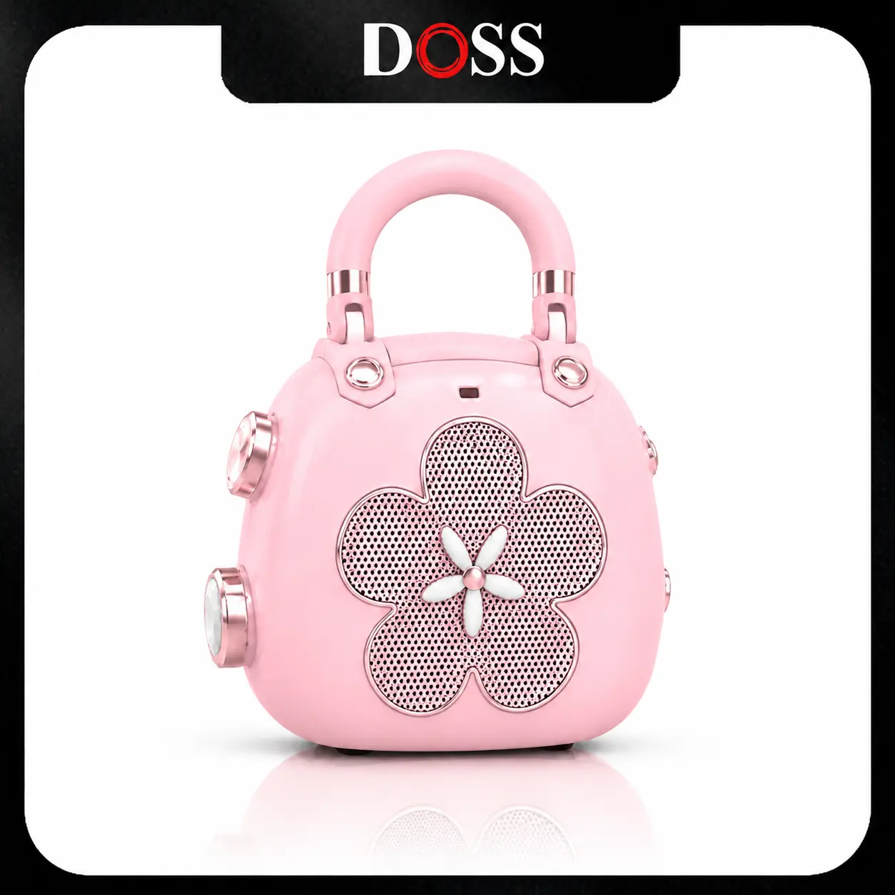 Portable Bluetooth Speaker, Cute Bag-Style Mini Wireless Speaker, Floral Design, Bluetooth 5.3, 5W Clear Sound, 8H Playtime, USB-C Charging, AUX Input, Lightweight Compact Speaker for Home, Travel, Outdoor, Women, Teens, Birthday Gift