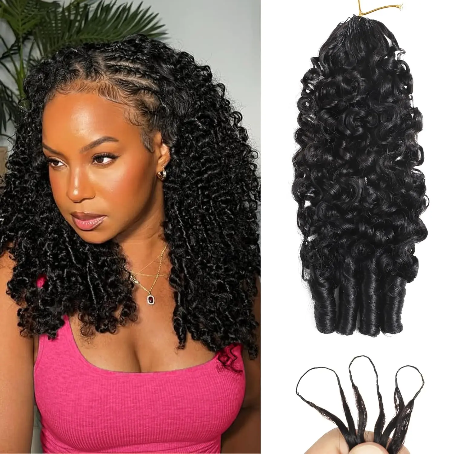 Tuneful Human Hair Feather Crochet Hair for Black Women Pre-Separated Invisible Miracle Knots Feather Crochet Human Hair Lightweight Reusable Hair Extensions for Women Natural Black Color