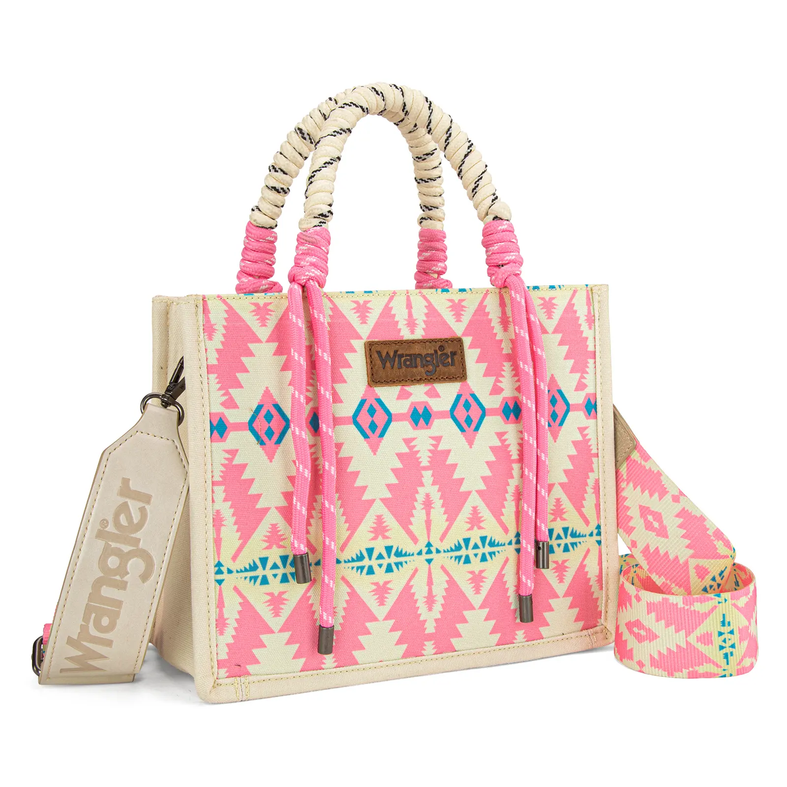 Wrangler Tote Bag Western Satchel Aztec Bags for Women with Braided Rope Handles
