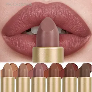 6pcs/set Waterproof Sexy Red Brown Lipstick Easy To Color Lip Glaze Matte Velvet Non-stick Cup Lip Tint Suitable For Christmas And Valentine'S Day Gifts Intensely Pigmented
