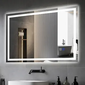 GALENTAL 72*36 Inch LED Bathroom Mirror with Lights Over Sink Dimmable Touch Control 3-Color Options Wall Mounted Defogging Memory Timing Tempered Glass Modern White Decor Home Interior, Stockup Mothersday