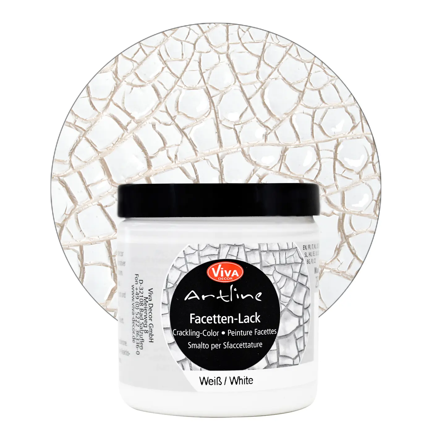 VIVA DECOR Facet Water-Based Crackle Paint (8.45 oz/250ml) - Premium Sustainable, Transparent, Bronze, Gold Metal Options, Creates Cracks for Vintage Antique Finish, Use on Glass/Ceramics