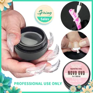 NOVO OVO Non-sticky Solid UV Nail Gel Glue for Press on Nails and Soft Gel x False Nail Tips 8 in 1,Strong & Long Lasting, 3D Gel for Acrylic Sculpture & Decoration Knee with Hand, 30g