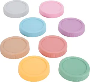 Wide Mouth Mason Jar Lids - Chefbee 8PCS Colored Mason Plastic Lids Wide Mouth, Leak Proof Plastic Canning Covers for Jars, Reusable Can Covers Tops Caps with Rings for Ball, Kerr and More CMSG