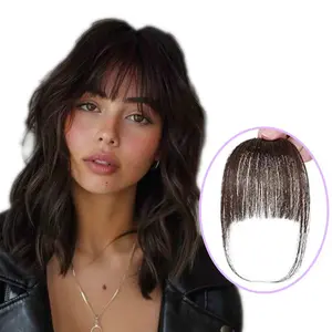 Clip in Bangs Synthetic material Clip on  Bangs Fringe with Temples hairpiece Fake Front Bangs Extensions for Women temple