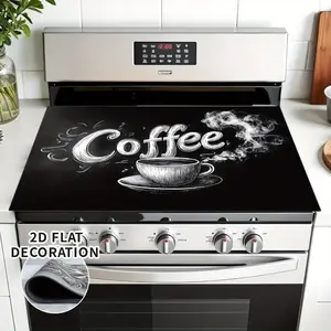 Chalkboard Coffee 2D Flat Stove Top Cover, Heat Resistant Scratch Proof Stove Protector, Easy Clean Multi-Use Mat for Stoves, Oven, Washer Dryer, Coffee Lover Kitchen Decor #ChalkboardCoffee #CoffeeLover #StoveProtector #HeatResistant #EasyClean
