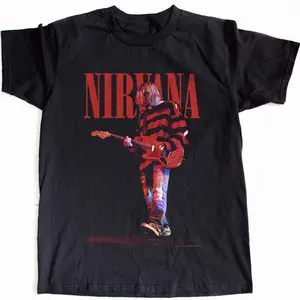 Vintage Style Nirvana Concert T-Shirt, Classic Band Tee For Grunge Rock Fans, Unisex Fit, Soft And Comfortable For Everyday Wear, Festival, Streetwear