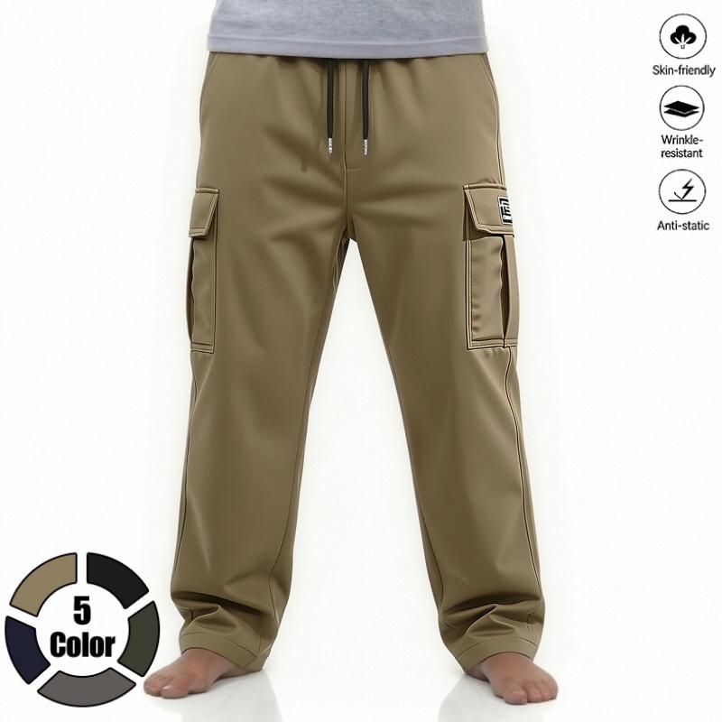 Clean Gent 3-pack men’s loose solid-color cargo pants with pockets and drawstring, casual comfortable long pants suitable for everyday outdoor wear, street style, all-season wear