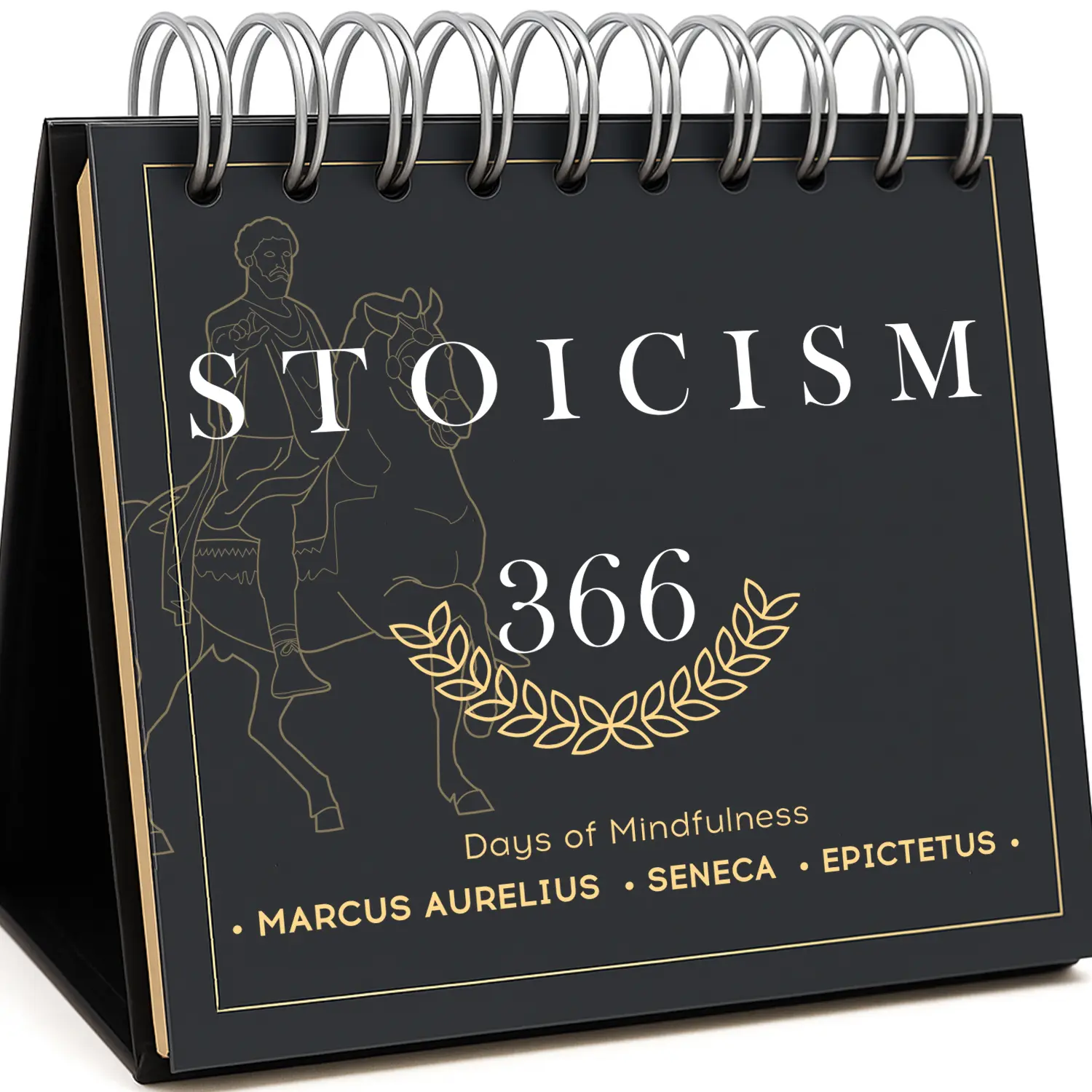 QUOKKA Elegant Adult Desk Calendar - 365 Days Daily Stoic Quotes, Office Stationery, Mental Clarity, Positive Habits, Emotional Resilience, Balanced Challenge Approach, Inspirational Reflections, Self-Awareness