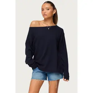 Damari Off Shoulder Oversized Waffle Top