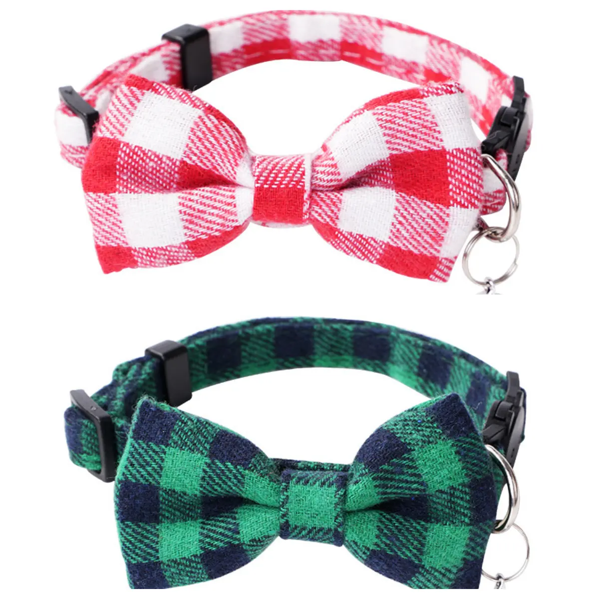 Pink + green plaid collar