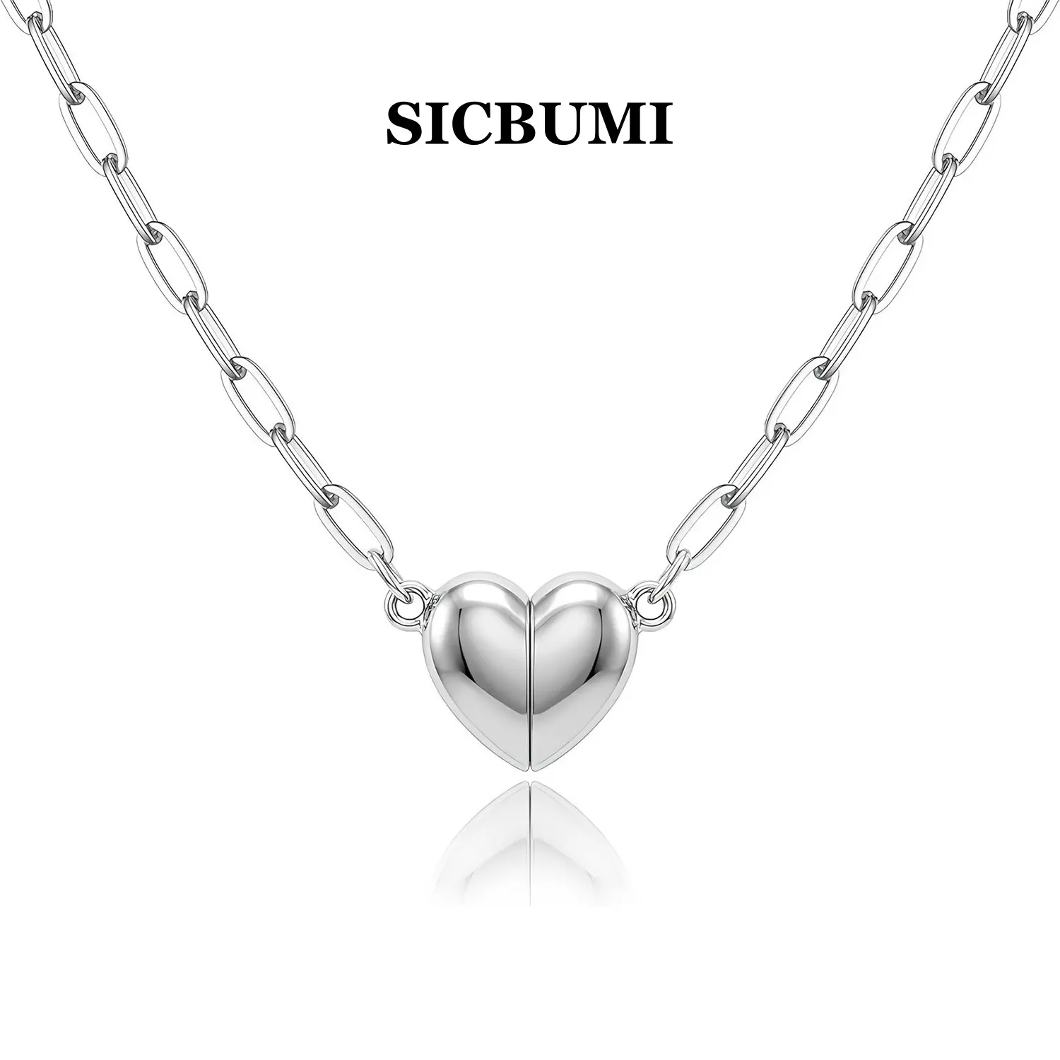 Sicbumi Magnetic Heart Necklace for Women Heart Shape Pendant Necklace Dainty Fashion Choker Necklace Jewelry Love Party Mother's Day Gift