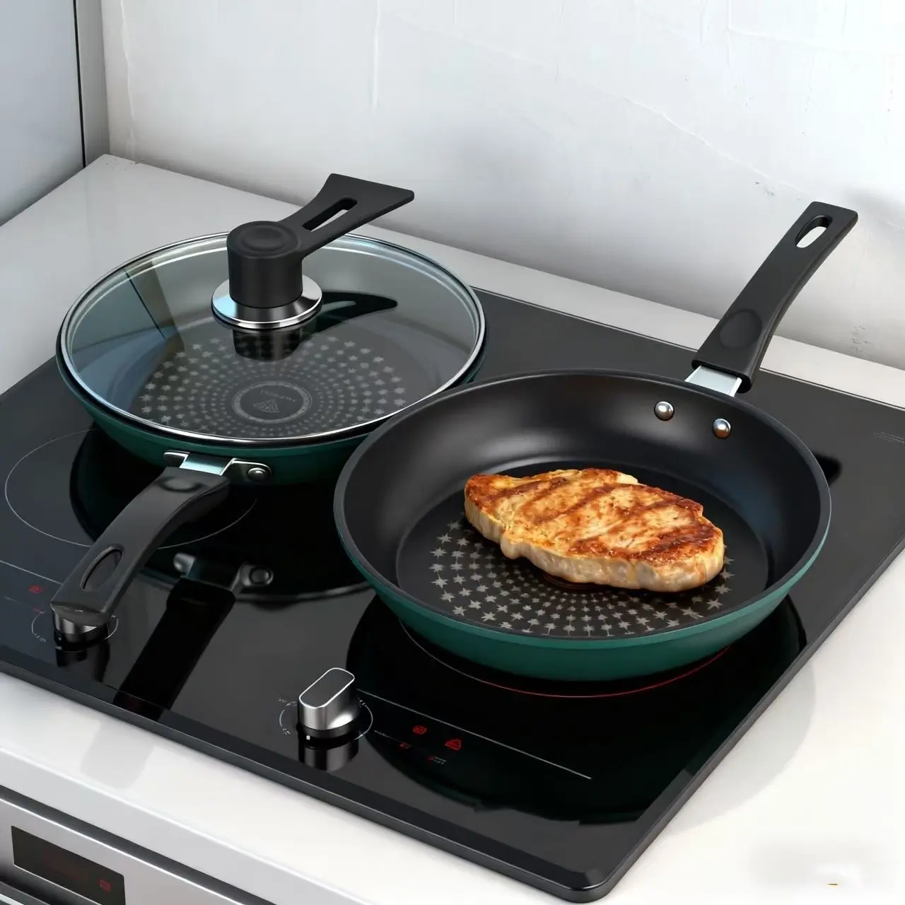 24CM Green Flat Bottom Nonstick Egg Frying Pan - Lidless, Durable Kitchen Food Cookware, Essential Nonstick Cooking Tools for Home Kitchens, Cooking Pans, Nonstick Skillets
