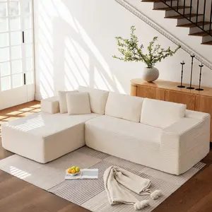 106’’ Modular L-Shape Sectional Sofa with Deep Seats, Living Room Sofa, Modern Upholstered Sofa with Chaise Lounge, No Assembly Required, Comfortable Corduroy Upholstered Sofa, Suitable for Apartments, Offices and Bedrooms