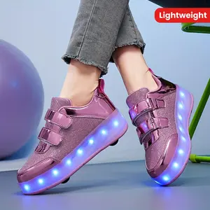 [shipping from US][shipping from US]Trendy Cool Low Top Roller Skateboard Shoes With LED Light For Girls, Lightweight Anti Slip Wheel Shoes For Indoor Outdoor, All Seasons
