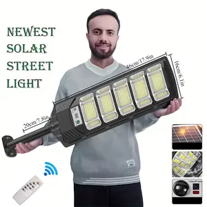 Remote-Controlled Solar Street Light, Super Bright Solar Lights Outdoor Waterproof with Motion Sensor, Three Sided Luminescence IP65 Waterproof Dusk to Dawn Commercial Lighting for Yard Path