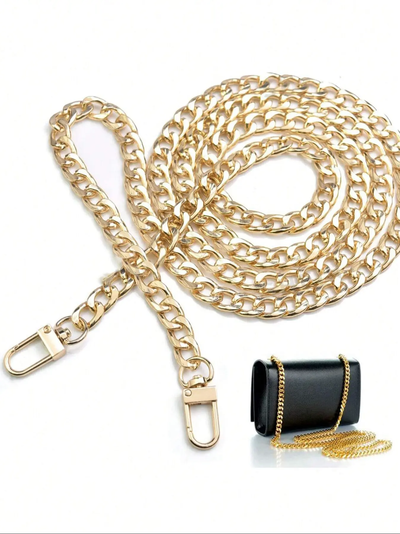Fashionable Bag Chain Strap, Removable Shoulder Straps, Shoulder Crossbody Handbag Metallic Chains, Bag Purse Parts Replacement Making Accessories, Bag Chains For Handbags