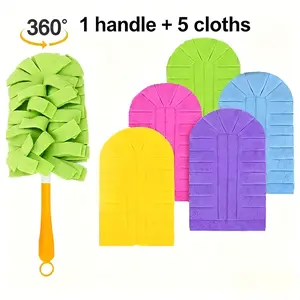 Dust Removal Brush Replacement Cloth Set, Duster Refills, Reusable Cleaning Pads, Ergonomic Design, Soft Fluffy Texture, Multiple Colors, Home Use