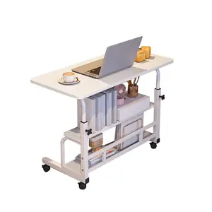 【GARVEE】31.5" Adjustable Height Portable Rolling Desk Mobile Standing Desk, Small Computer Table, Mobile Stand Up Table With Wheels & Storage Shelves for Home Office School