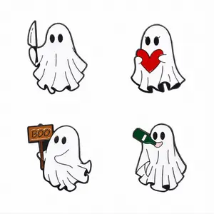 Cute Cartoon Ghost Enamel Brooch Creative Halloween Funny Gift Lapel Pin Badge Backpack Clothing Hat Accessories