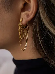 Ladies Earrings Chain Tassel Pendant Stainless Steel 18k Gold Plated Waterproof And Anti Allergy Jewelry Simple Relaxed And Fashionable Jewelry Statement Drop Chain Earrings Perfect Gift For Women