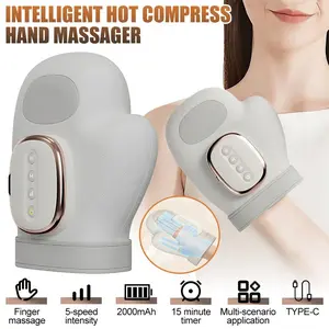 Smart Hand Massager with Heat and Pressure, USB Rechargeable Finger Massager, Wireless Portable, Adjustable, 3 Massage Modes, Ideal Gift for Holidays