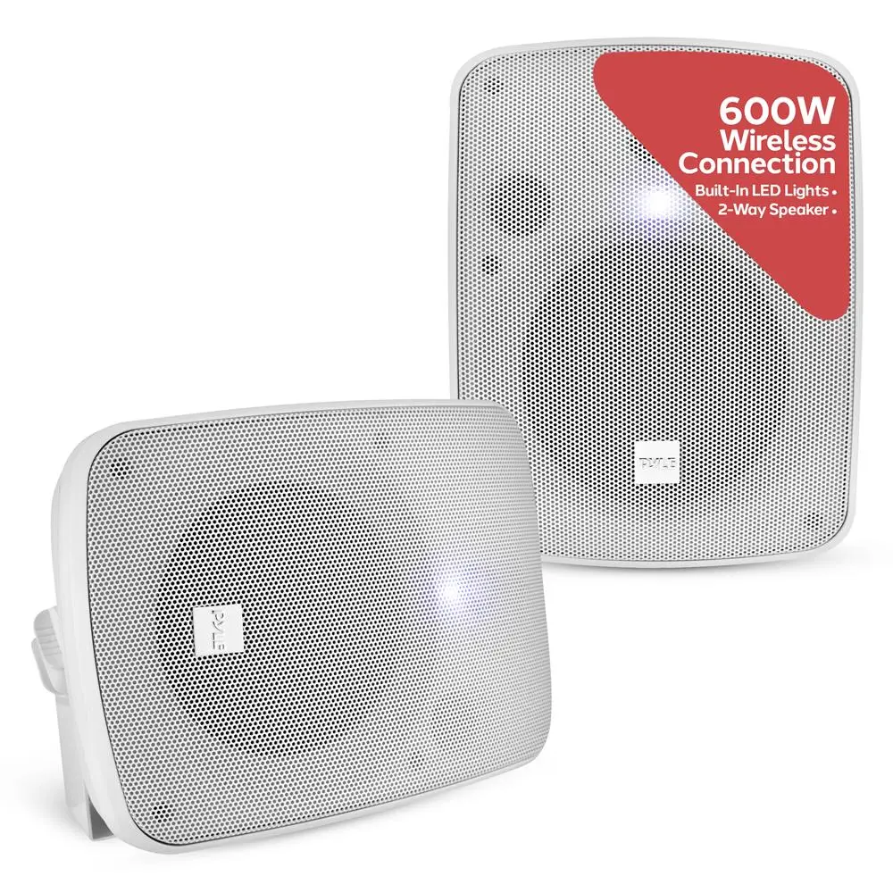 Marine Grade White Bluetooth Waterproof Portable Speakers, 600W Audio Amplifier, Boat Use, Aluminum-Plastic Build, Gold-Plated Speaker Plug Terminals, Smartphone Compatible, Plug-In Ready