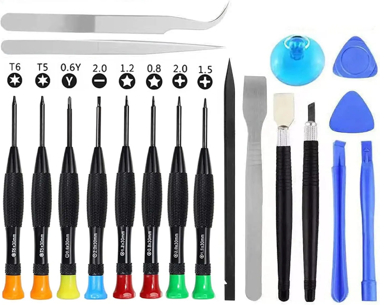 20-Piece Precision Phone Repair Hand Tool Set for iPhones & iPads, Alloy Steel Screwdrivers (Phillips, Pentalobe, Torx), 2-Count Triangle Paddles, Metal Tips, PP-TPR Components for Hobbyists