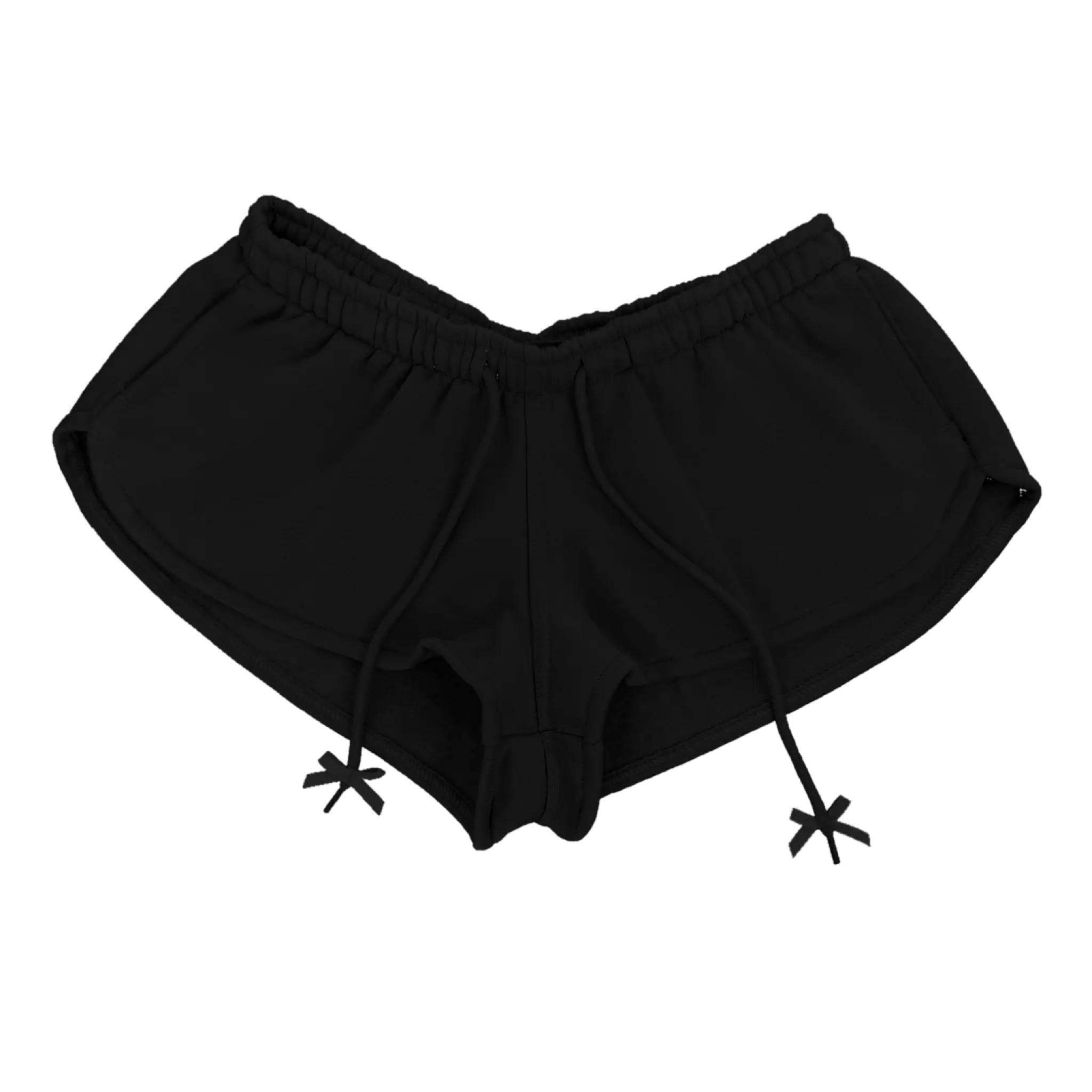 Black Crush Low Rise Sweatshorts Plush Bow Cotton Comfy
