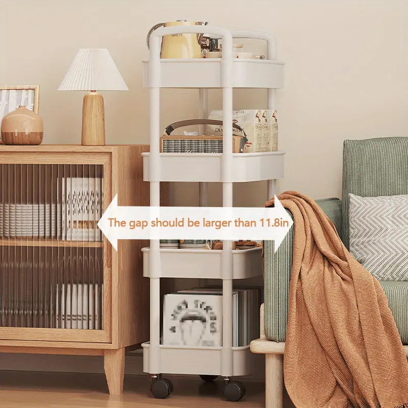 New 1pc Multi-layer Plastic Rolling Cart Organizer Rack Mobile Kitchen Vegetable Fruit Basket Multi-purpose Storage Rack Home Snack Bookshelf Storage Cart with Wheels Rectangle Waterproof