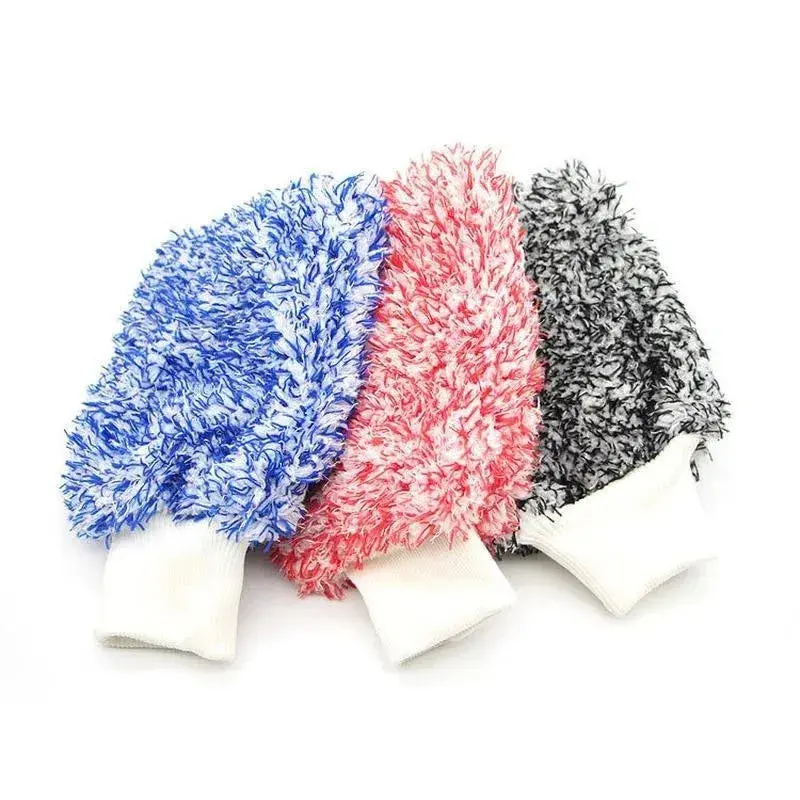 Soft Brushed Microfiber Car Wash Glove - 9in x 6.3in, 1/2/3pcs High-Density Scratch-Free Car Detailing Supplies with Included Cloths for Daily Care, 9" X 6.3"
