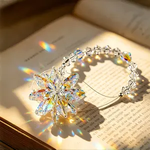 1pc, AB Iridescent Crystal Snowflake Hanging Ornament, Light Catching Sun Catcher Pendant, Multi-Faceted Cut Shiny Crystal Craft, for Car Rearview Mirror, Indoor Window, Balcony, Room, Home, Garden, Holiday Decor & Aesthetic Scene Decoration
