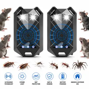 2PCS Ultrasonic Car Rodent Repeller – Keep Rats & Mice Out of Engine Bay, Flashing LED Strobe Light Mouse Deterrent for Cars, Trucks, RVs, Garage & Warehouse Protection repellent electronic pest
