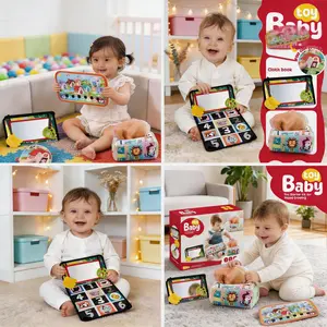 Time Mirror Toy Tissue Box Toy 3in1 Baby Toy  Double-Sided Foldable Sensory Montessori Toy Crinkle Silk Scarves Teethers 0-6 6-12 Month Newborn Infant Bab