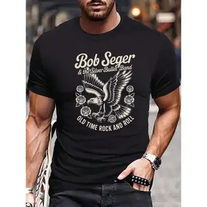 NewBob Seger & The Silvery Bullet Band Old Time Rock And Roll Men's Graphic T-Shirt Vintage Music Tee Classic Rock Concert Apparel(T)