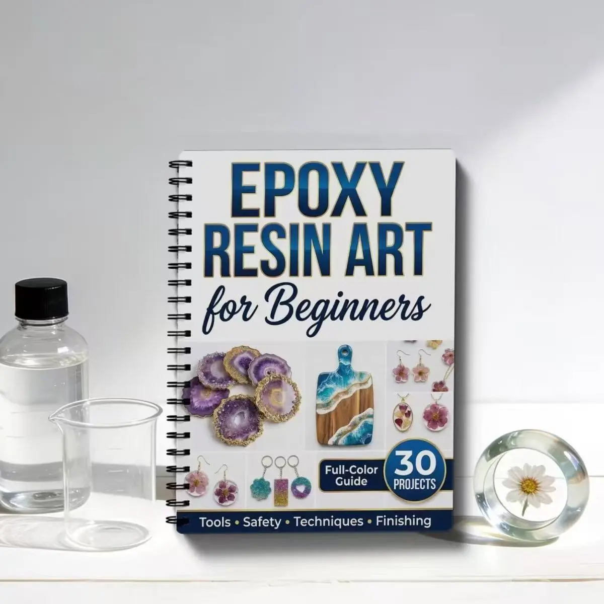 Epoxy Resin Craft Tutorial for Beginners, Step-By-Step Guide, 30 Resin Project Instructions, DIY Crafting Handbook, Resin Art