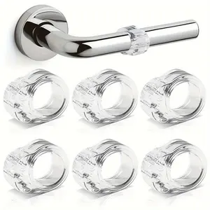 6pcs Transparent Circle Door Stoppers - Invisible, Silent Wall Protectors for Doors & Handles, Durable Plastic, Home Decor Essentials, Doorknob
