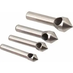 KEO 4-Piece Cobalt Single End Countersink Set (53518) - 5/16-5/8" Head Diameter, 82° Included Angle, 1-5/8-2-1/8" OAL, 1/4-3/8" Shank Diameter