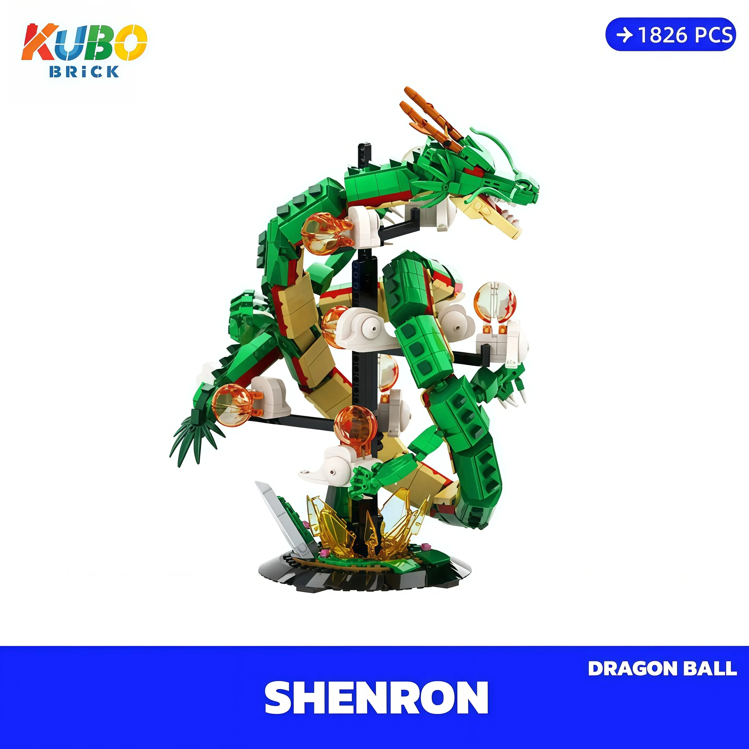 KUBO-bricks Shenron Dragon Mythical Beast Collectible Building Blocks Kit, 1826-Piece Anime Figures Video Games Building Block Assembly Toy (SHIP FREE), Building Blocks Model, Collectibles